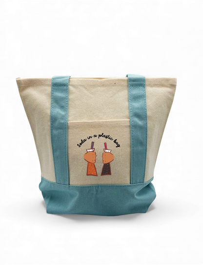 Mini Tote Soda in a Plastic Bag