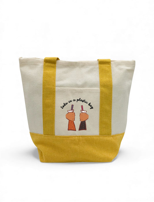 Mini Tote Soda in a Plastic Bag
